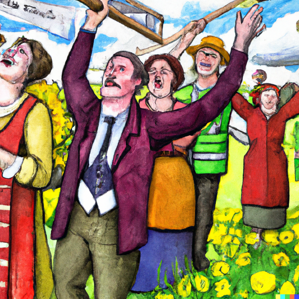 Painting depicting an imagined May Day celebration.