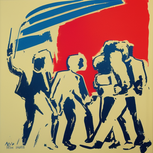 Painting depicting protestor resistance - called "Resist"