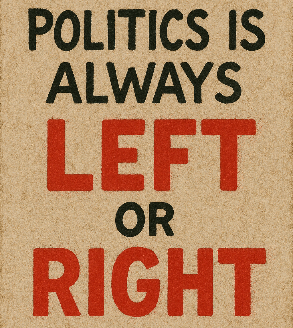 Graphic that says Politics is always left or right